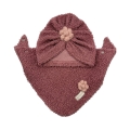 Zimowy zestaw baranek turban i chusta brudny róż