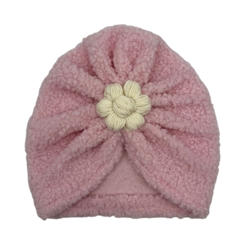 Zimowy turban owieczka jasny róż babygirl