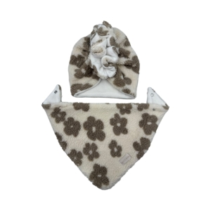 Zimowy komplet z turban chusta kwiatowy print 