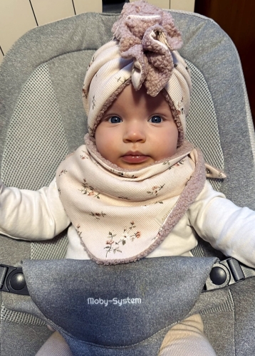 Zimowy zestaw turban falbanka różana owieczeka + chusta