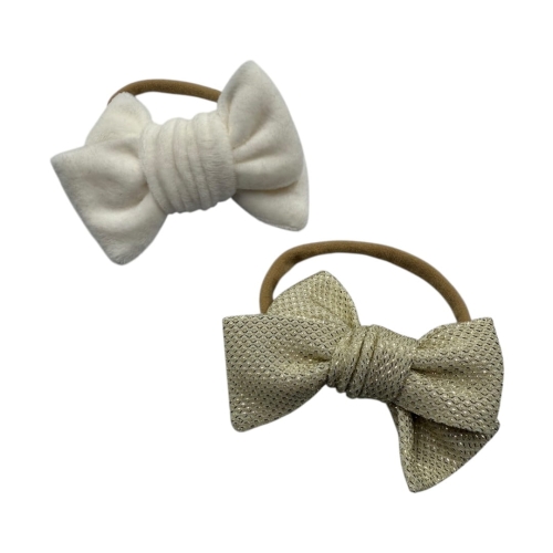 Zestaw opasek na święta dla dziewczynki ecru i złota