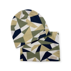 Zestaw czapka+komin dla chłopca geometryczne wzory 