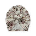 Turban donut wiosenny wzór newbie na ecru 