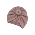 Turban na lato w kolorze pastelowego różu stylowy donut dla dziewczynki