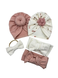 Zestaw dla niemowląt – turbany i opaski handmade | Bawełniane dla dziewczynki born6