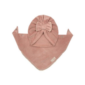 Zestaw dla dziewczynki turban z chustą ozdobny haft pastelowy 
