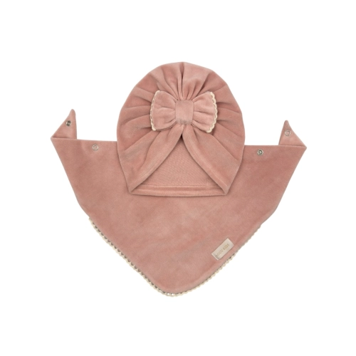 Zestaw dla dziewczynki turban z chustą ozdobny haft pastelowy