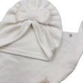 Zestaw dla dziewczynki turban z chustą ozdobny haft ecru