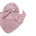 Welurowy zestaw turban z chustą dla dziewczynki jasny róż