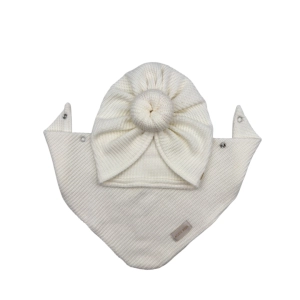 Zestaw sweterek turban donut i chusta śmietanka
