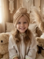 Beżowy turban sweterek model donut dla dziewczynki