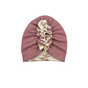 Turban falbanka sweterek z kwiatowym printem podwójny