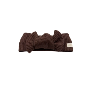 Sweterkowa opaska big bow w kolorze czekolada