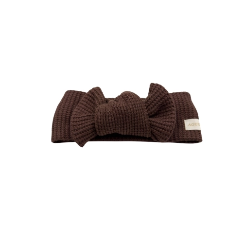 Sweterkowa opaska big bow w kolorze czekolada
