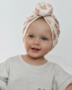 Wyjątkowy turban donut mini kwiaty dla dziewczynki