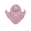 Zestaw welurowy turban donut + chusta jasny róż