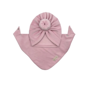 Zestaw welurowy turban donut + chusta jasny róż