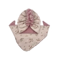 Zestaw turban falbanka + chusta rose brudny róż
