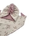 Zestaw turban falbanka + chusta rose brudny róż