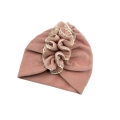 Podwójny turban falbanka welur z ozdobnym haftem pastel