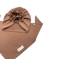 Czekoladowy zestaw turban kwiat+chusta hit jesieni