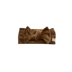 Welurowa opaska Big bow w kolorze cappuccino 