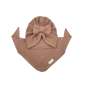 Sweterkowy zestaw turban kokarda chusta toupe