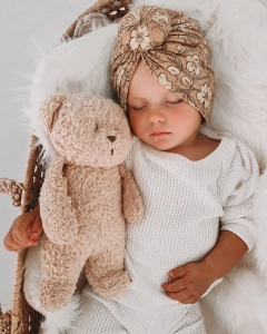 Jesienne kwiaty boho turban donut prążek 
