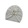 Turban z mini kokardką welurowy śmietankowa biel