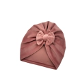Jesienny turban z weluru mini kokardka brudny róż