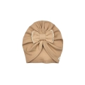 Turban kokarda prążek z ozdobnym haftem beżowa