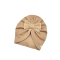 Turban kokarda prążek z ozdobnym haftem beżowa