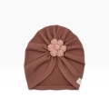 Turban z ręcznie robionym kwiatem old rose