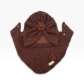 Czekoladowy turban/czapka dla dziewczynki handmade z chustą