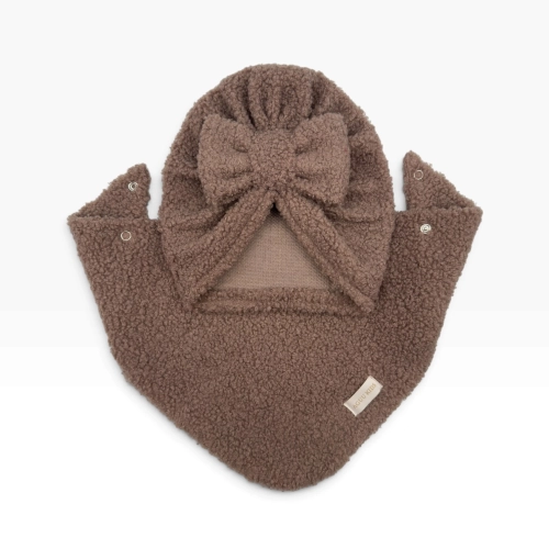 Zestaw turban+ chusta caffe latte owieczka
