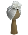 Turban kwiat delikatny prążek ecru boho