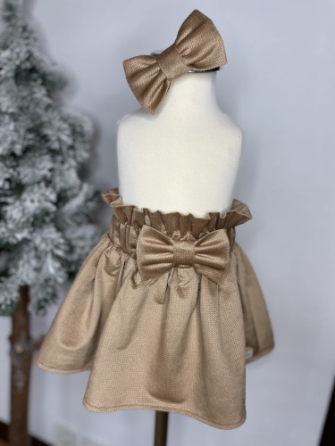 Świąteczna spódniczka welurowa kolor szampański