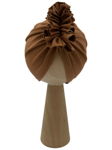 Turban falbanka w kolorze karmelowym