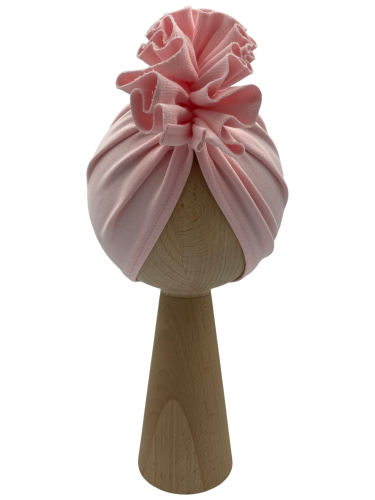 Turban falbanka w kolorze jasny róż