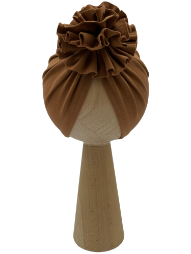 Wyjątkowy turban kwiat babygirl karmel