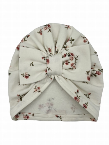 Turban kokarda drobne róże na ecru babygirl