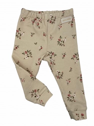 Legginsy babygirl drobne różyczki na beżu