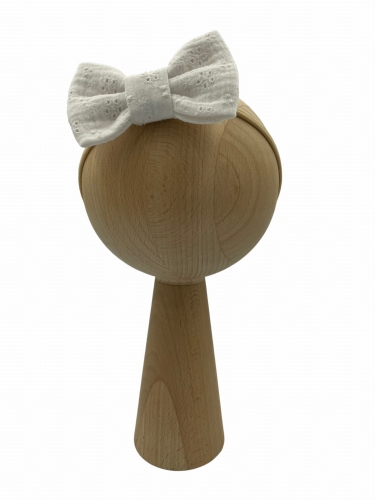 Opaska muślin haftowany kokarda biała