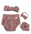 Muślinowe bloomersy brudny róż babygirl