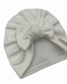 Jesienny turban supełek prążek ecru