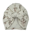 Jesienny turban supełek prążek rose ecru