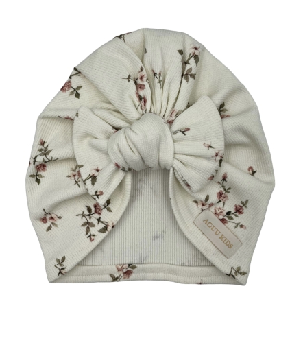Jesienny turban supełek prążek rose ecru