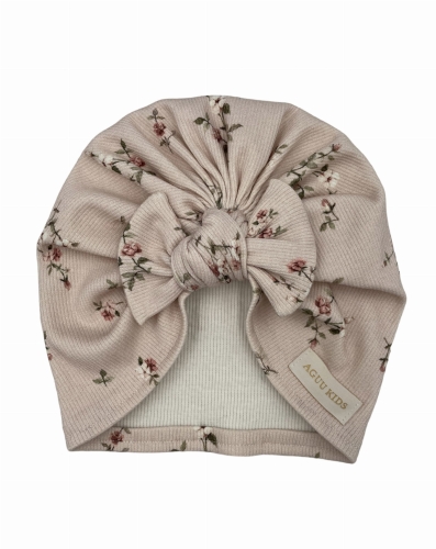 Jesienny turban supełek prążek rosę róż
