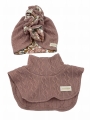 Zestaw zimowy turban falbanka + golf brudny róż/retro