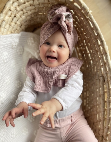 Zestaw zimowy turban falbanka + golf brudny róż/retro